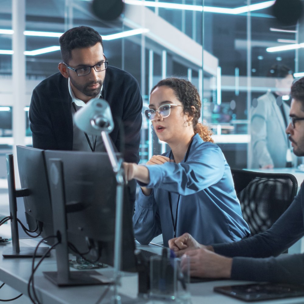 people working in a data center