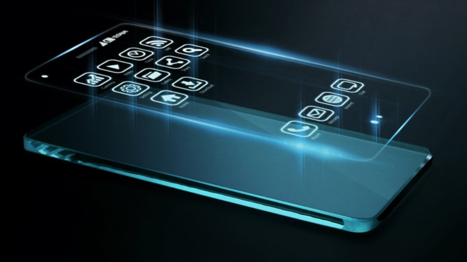 Three dimensional apps on smartphone screen.