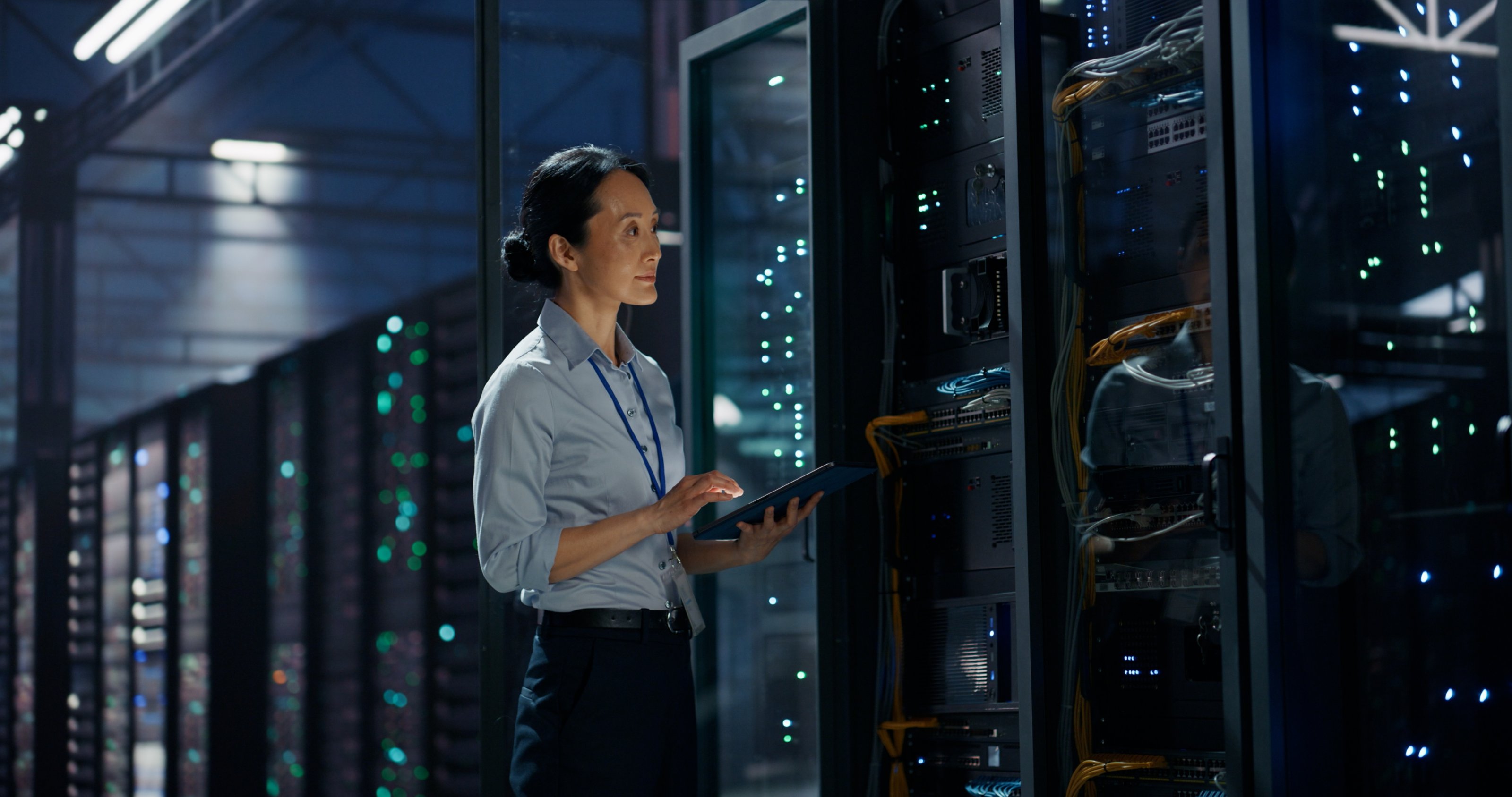 woman in server room