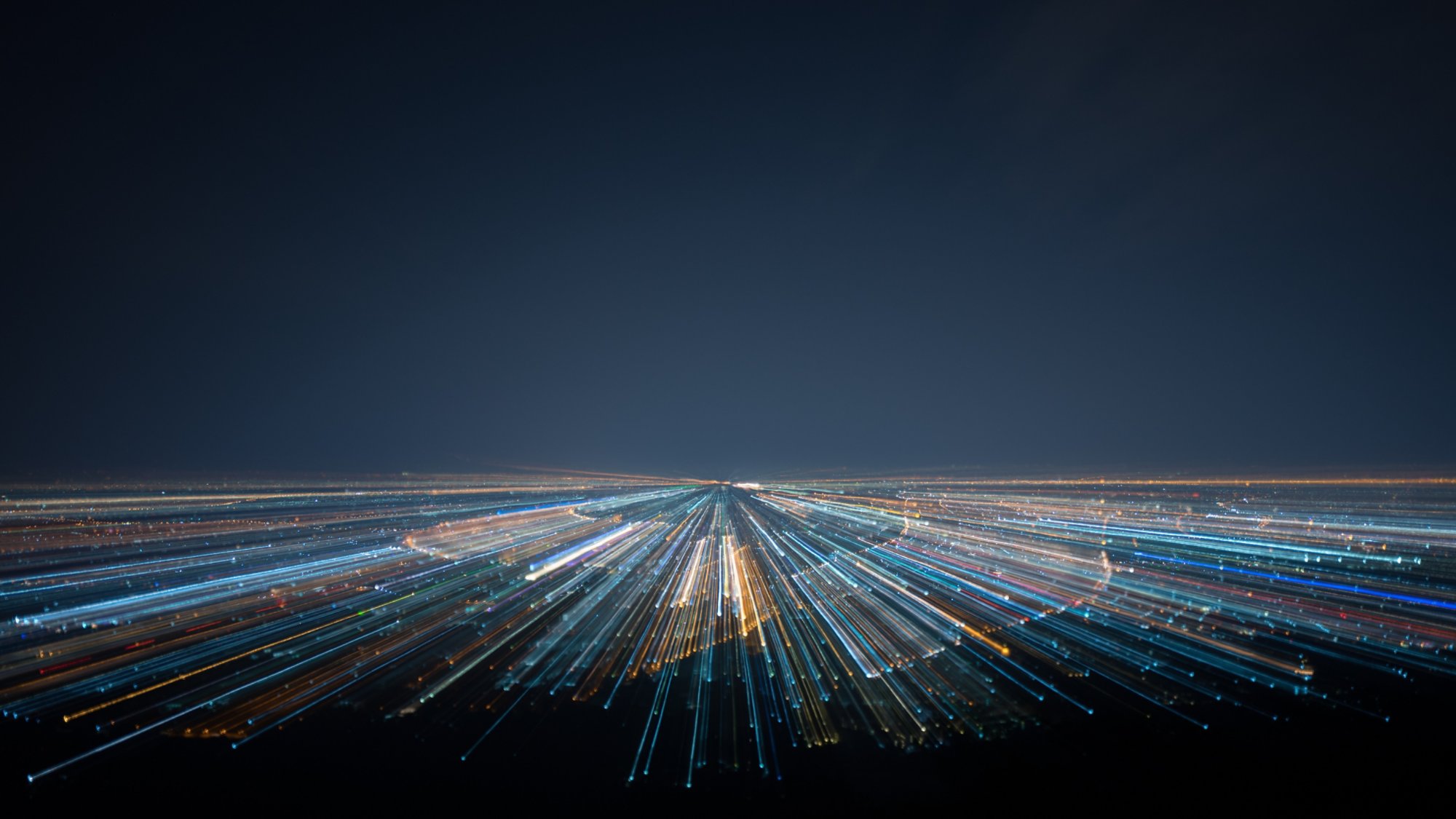night shot from view point. Concept for warp effect futuristic space tunnel and digital town