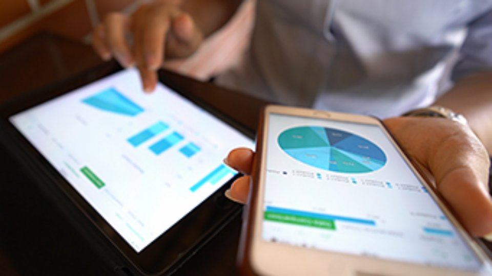 person using online banking app