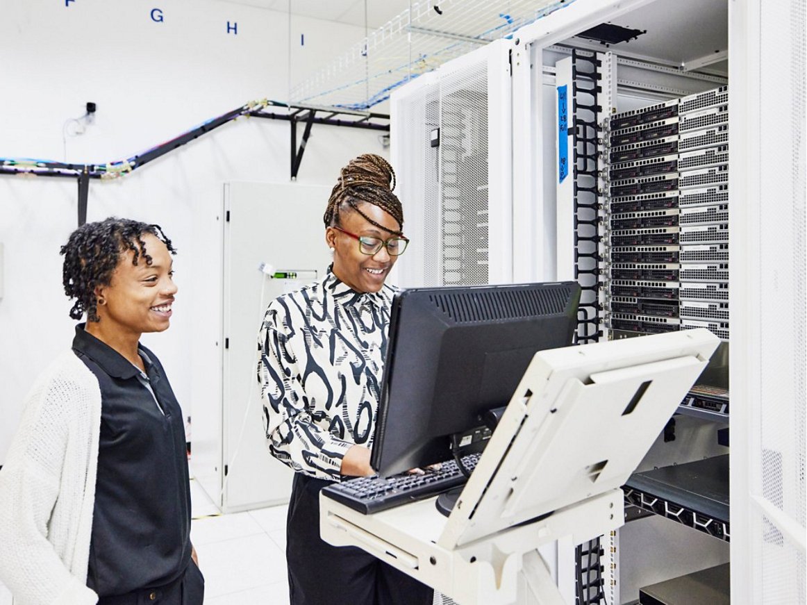 workers in server room