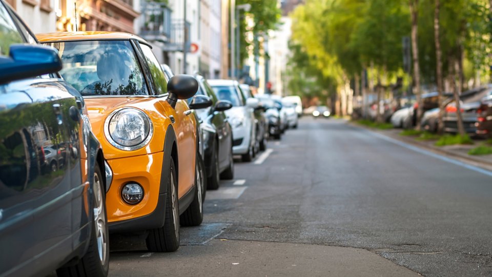 cars parked along street