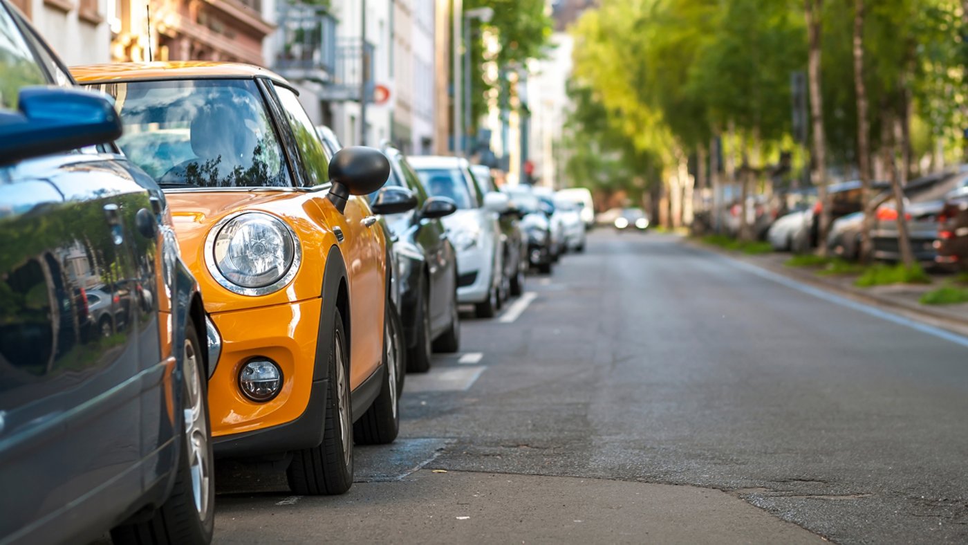 cars parked along street