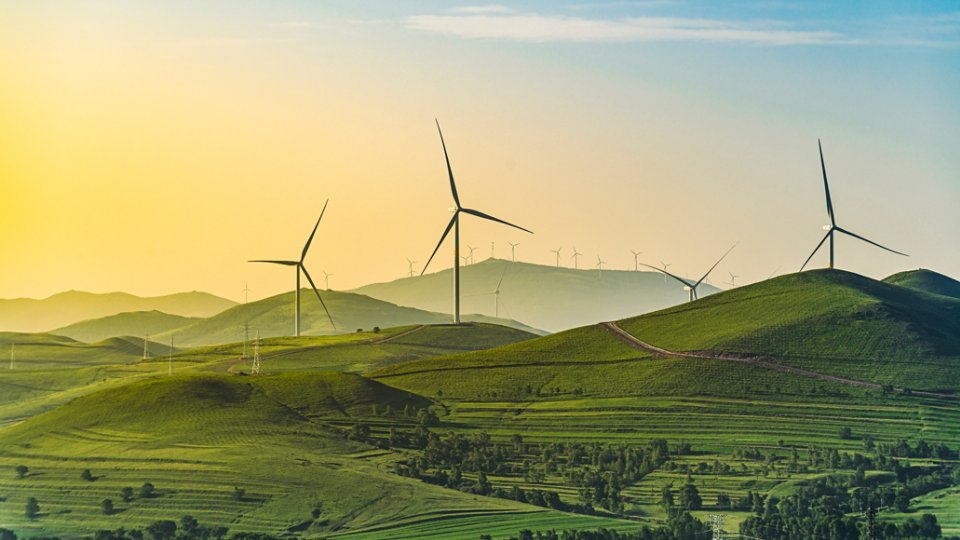 wind turbines in the mountains