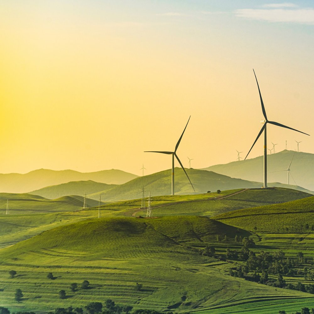 wind turbines in the mountains