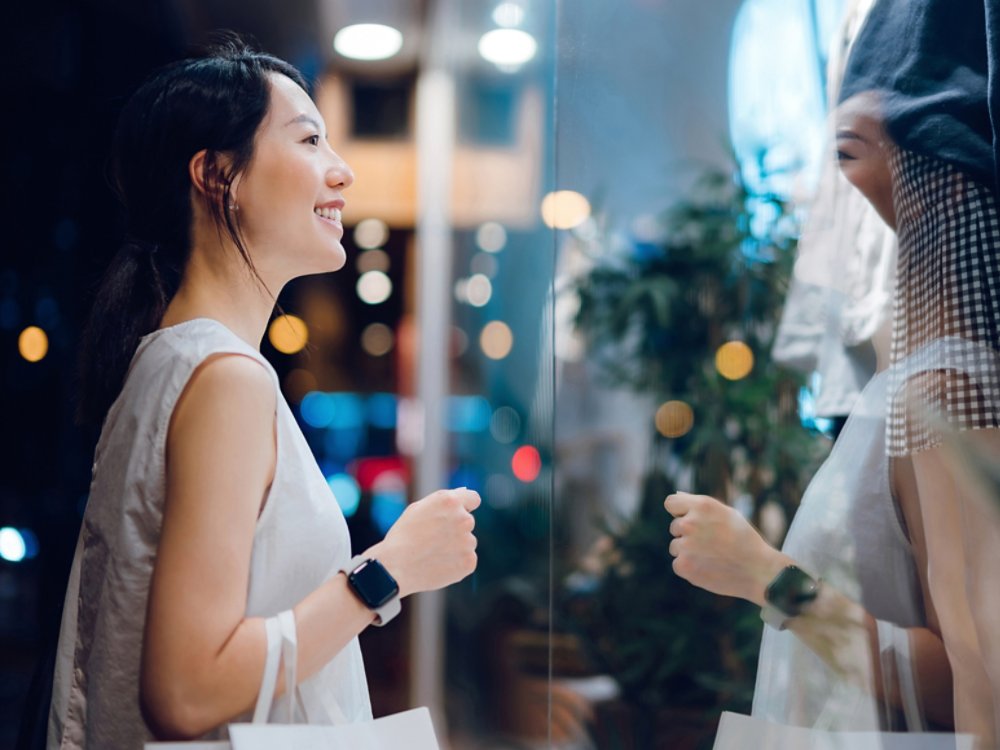 woman window shopping