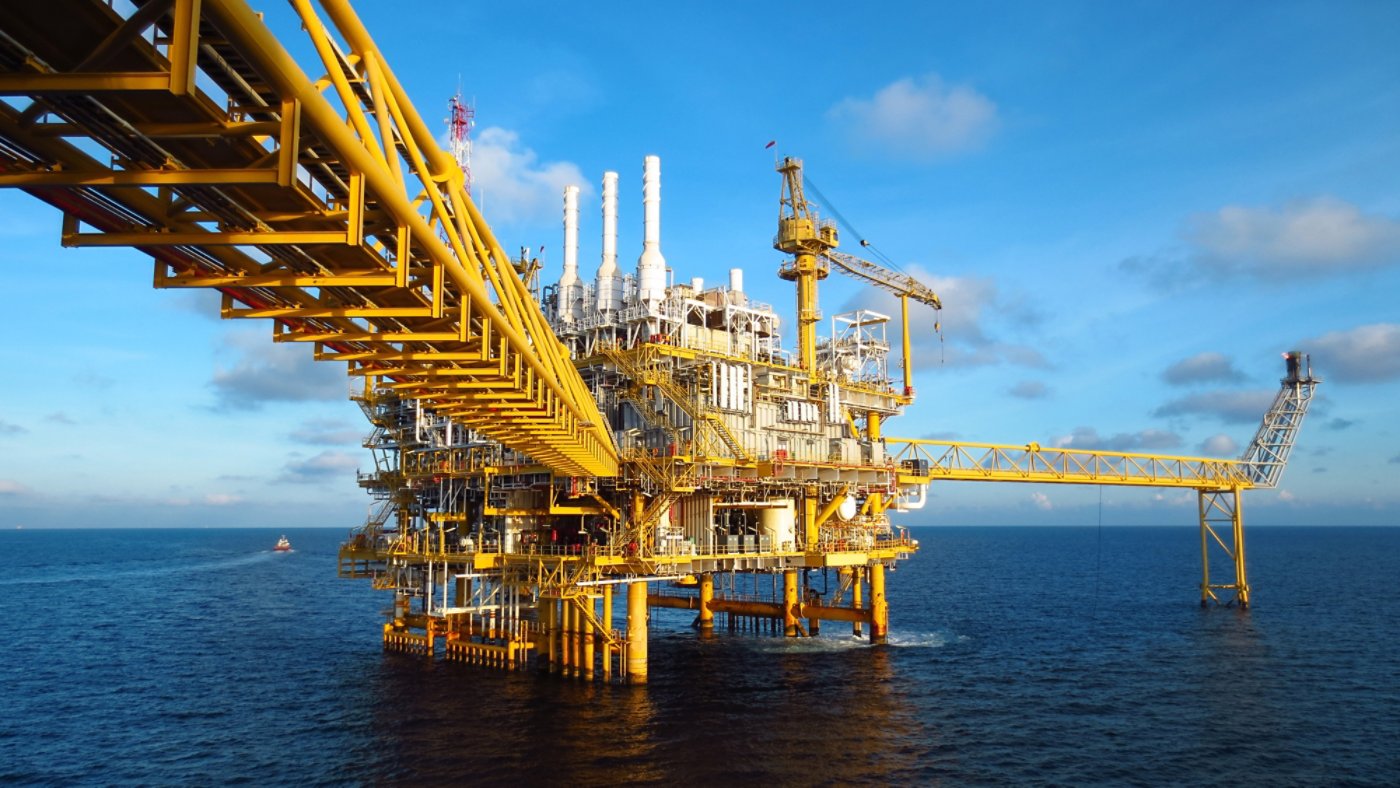 Oil and gas industry .Offshore construction platform for production oil and gas, Production platform and oil and rig industry .