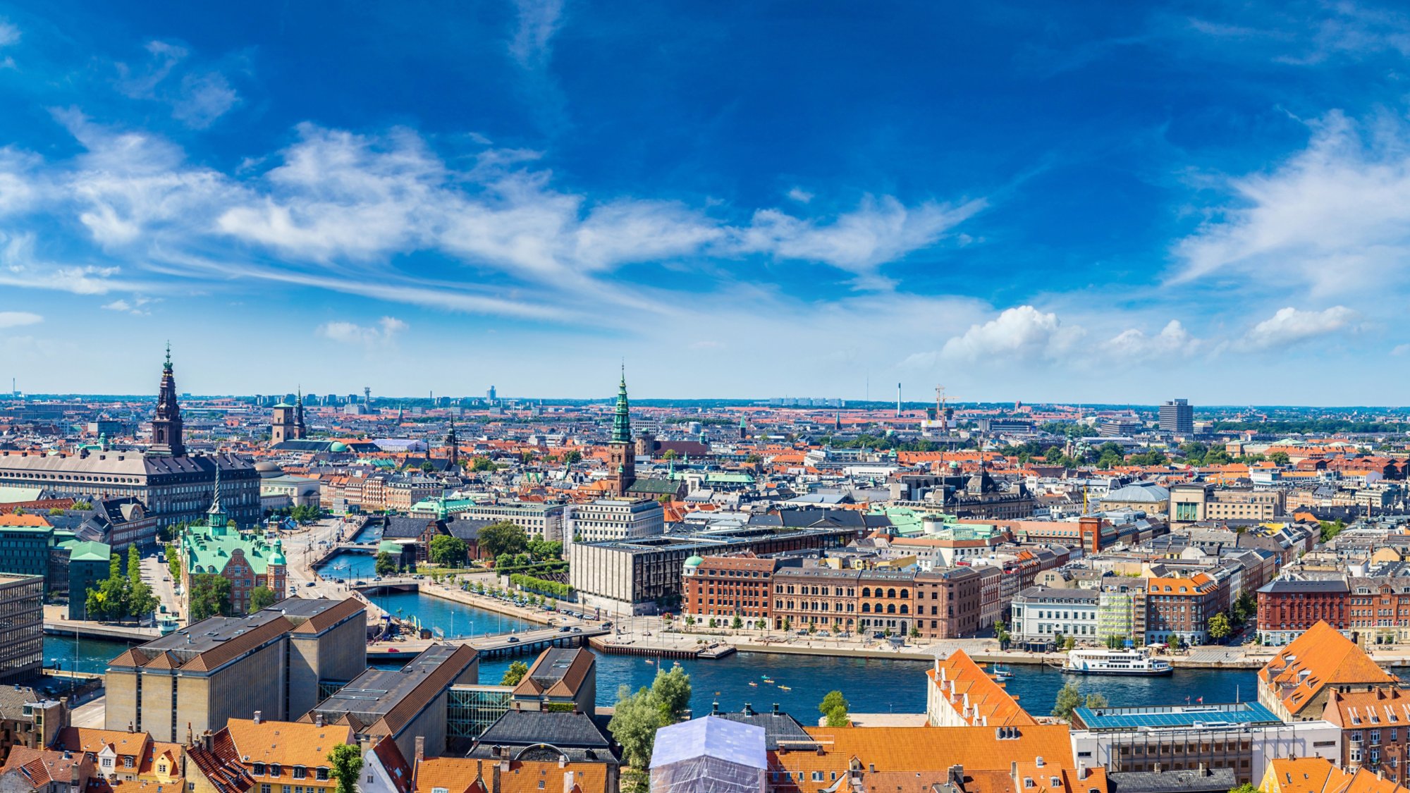 Large panorama view of Copenhagen in Denmark
