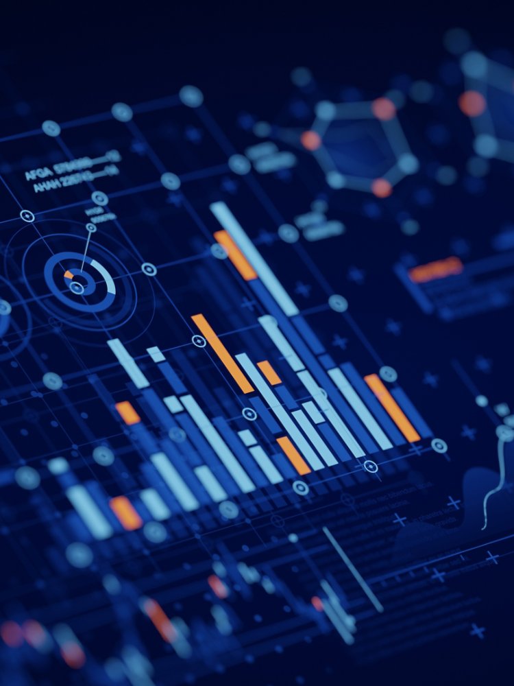 Financial data document graph chart report statistic marketing research development  planning management strategy analysis accounting. Financial business technology hologram concept. 3d rendering.