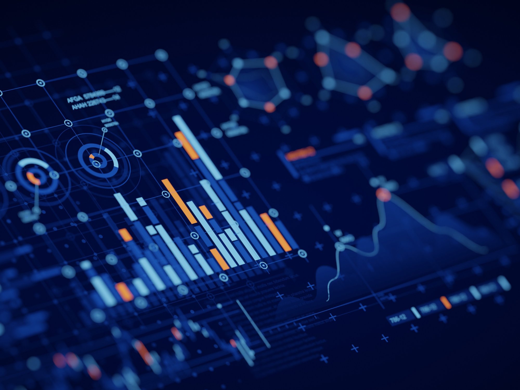 Financial data document graph chart report statistic marketing research development  planning management strategy analysis accounting. Financial business technology hologram concept. 3d rendering.