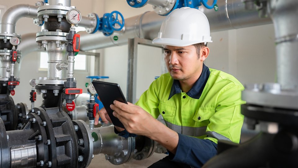 Engineer with tablet inside - c