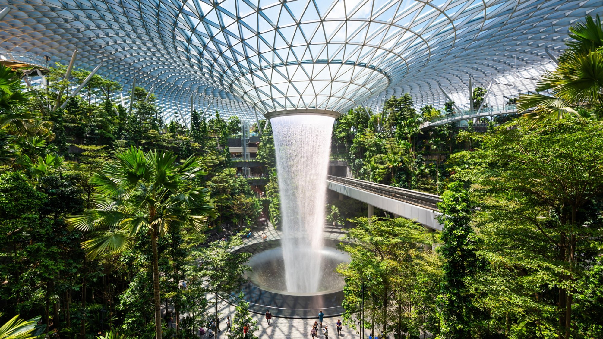 Singapore Changi airport waterfall attraction