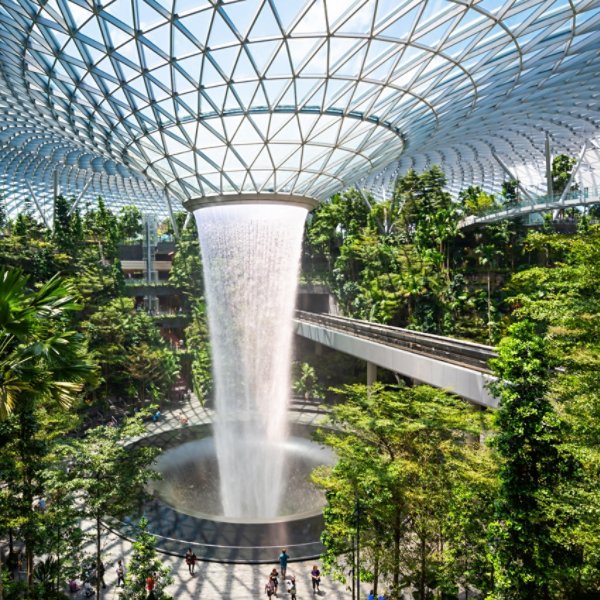 Singapore Changi airport waterfall attraction