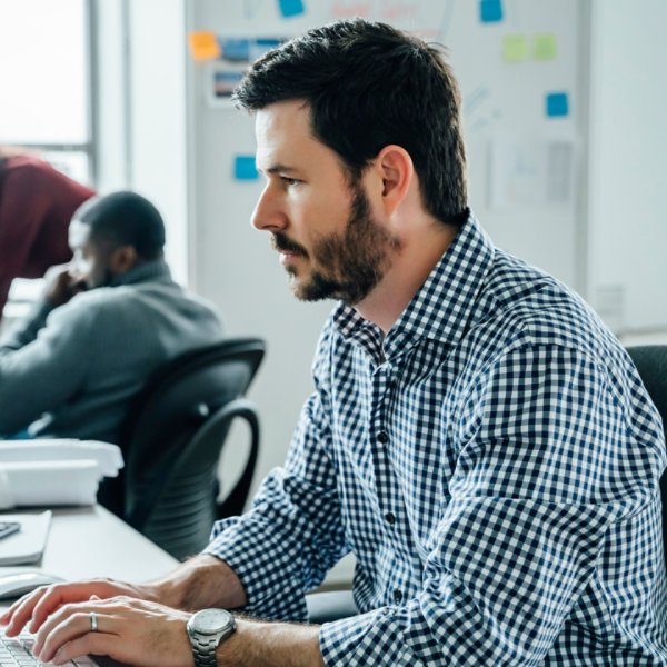 Man using computer in office