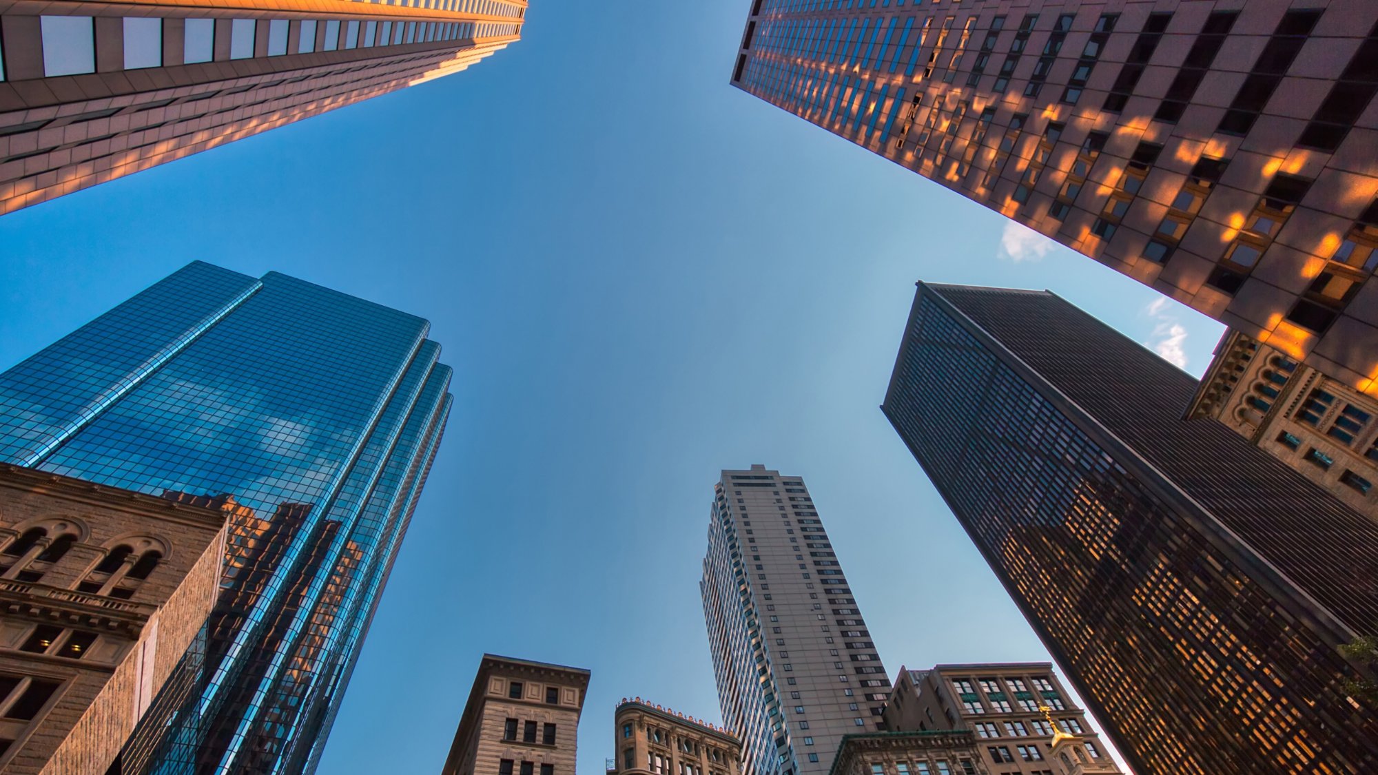 Boston downtown financial district and city skyline