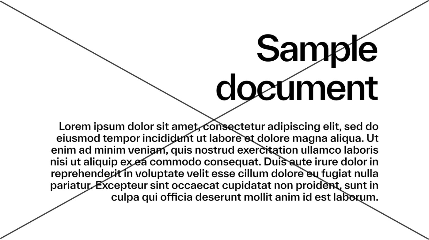 Flush right aligned text