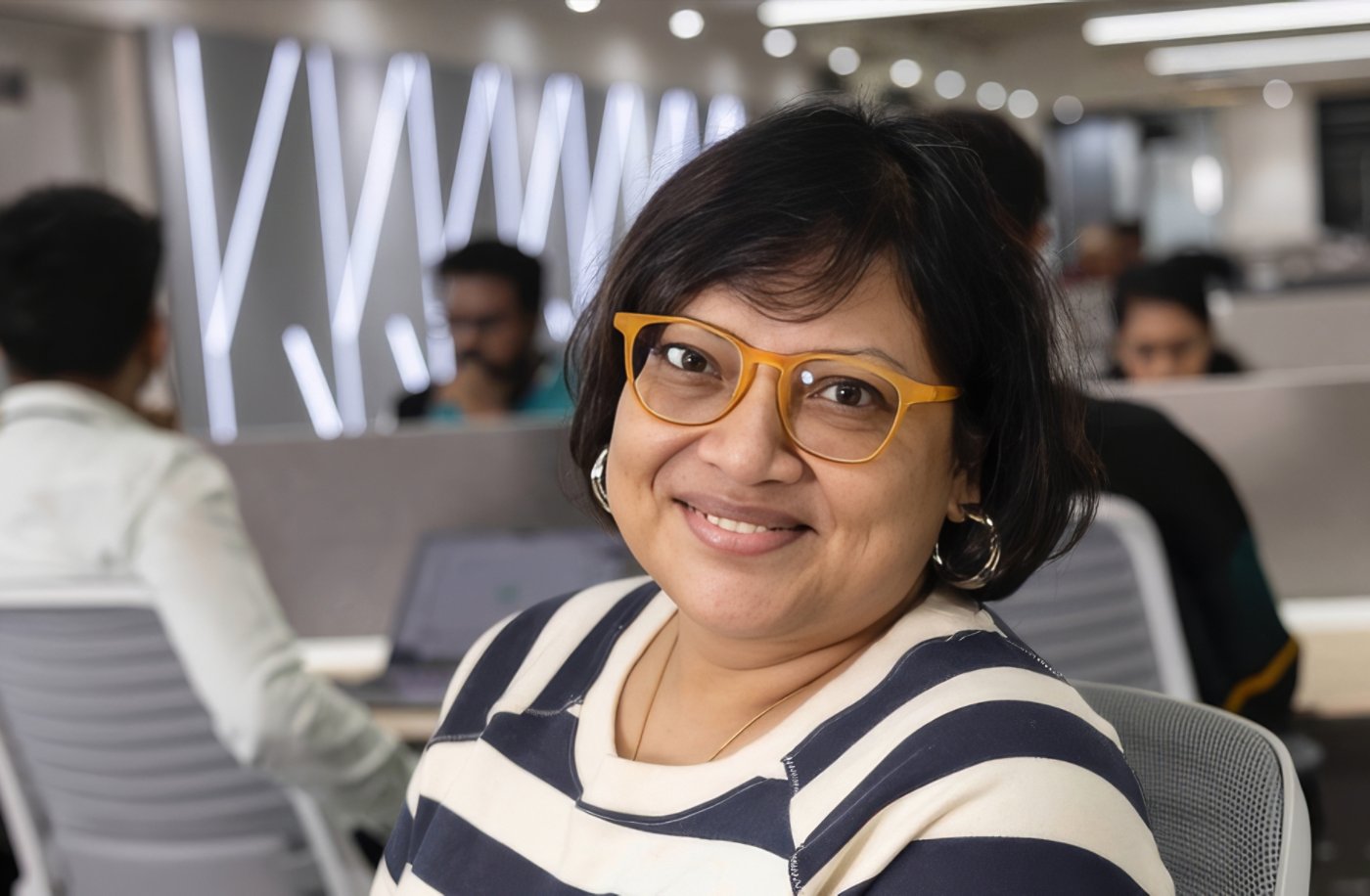 female employee working on a business project in India