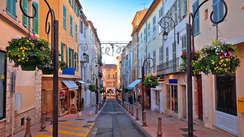 Antibes France - walkway with shops