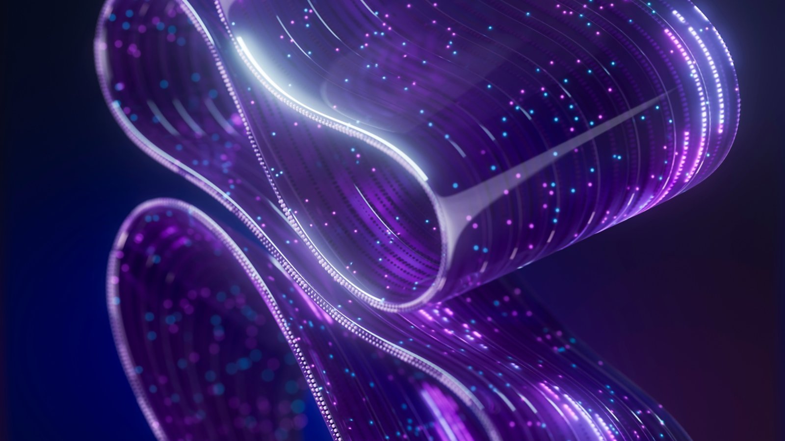 Neon 3d data stream with optical fiber and quantum processing concept