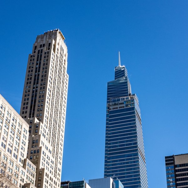 View of the One Vanderbilt building from Bryant Park in Manhattan