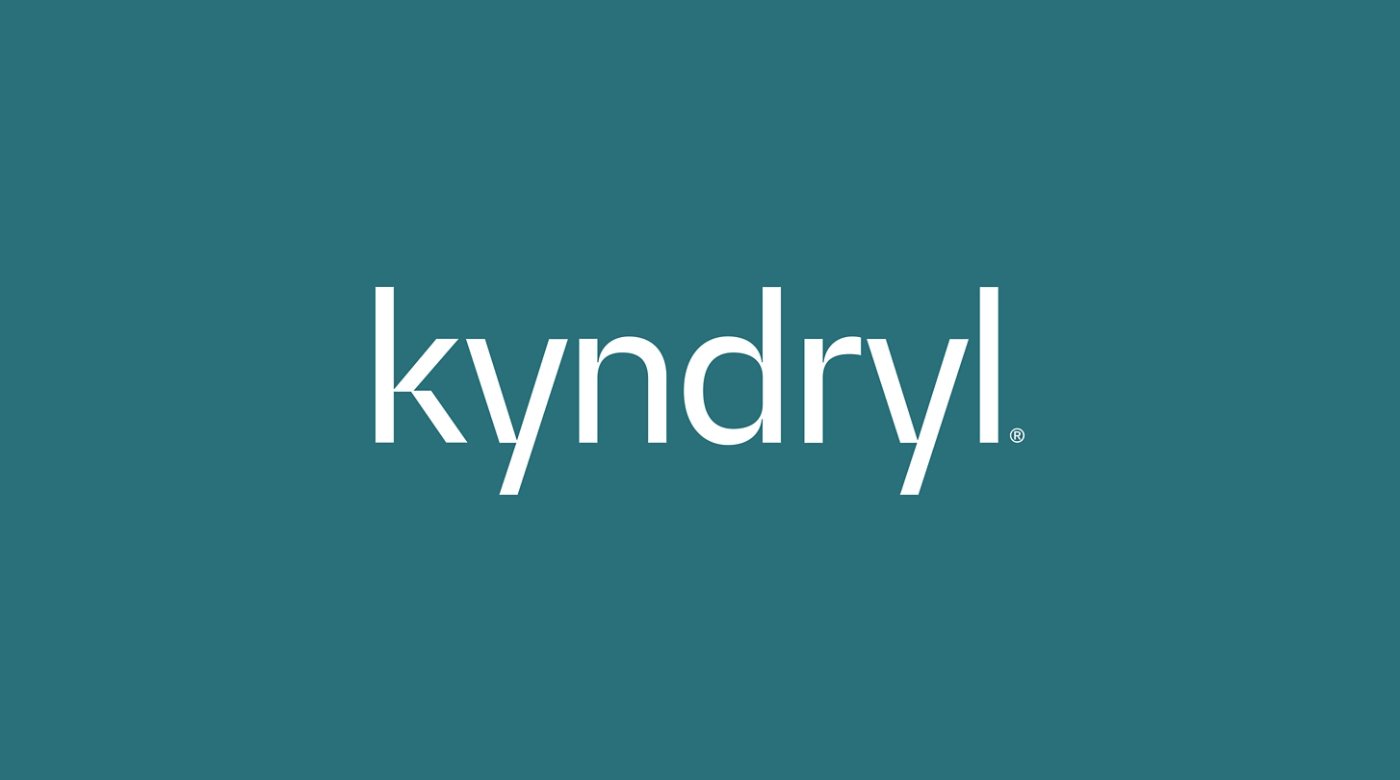 Kyndryl white logo on spruce background 16x9