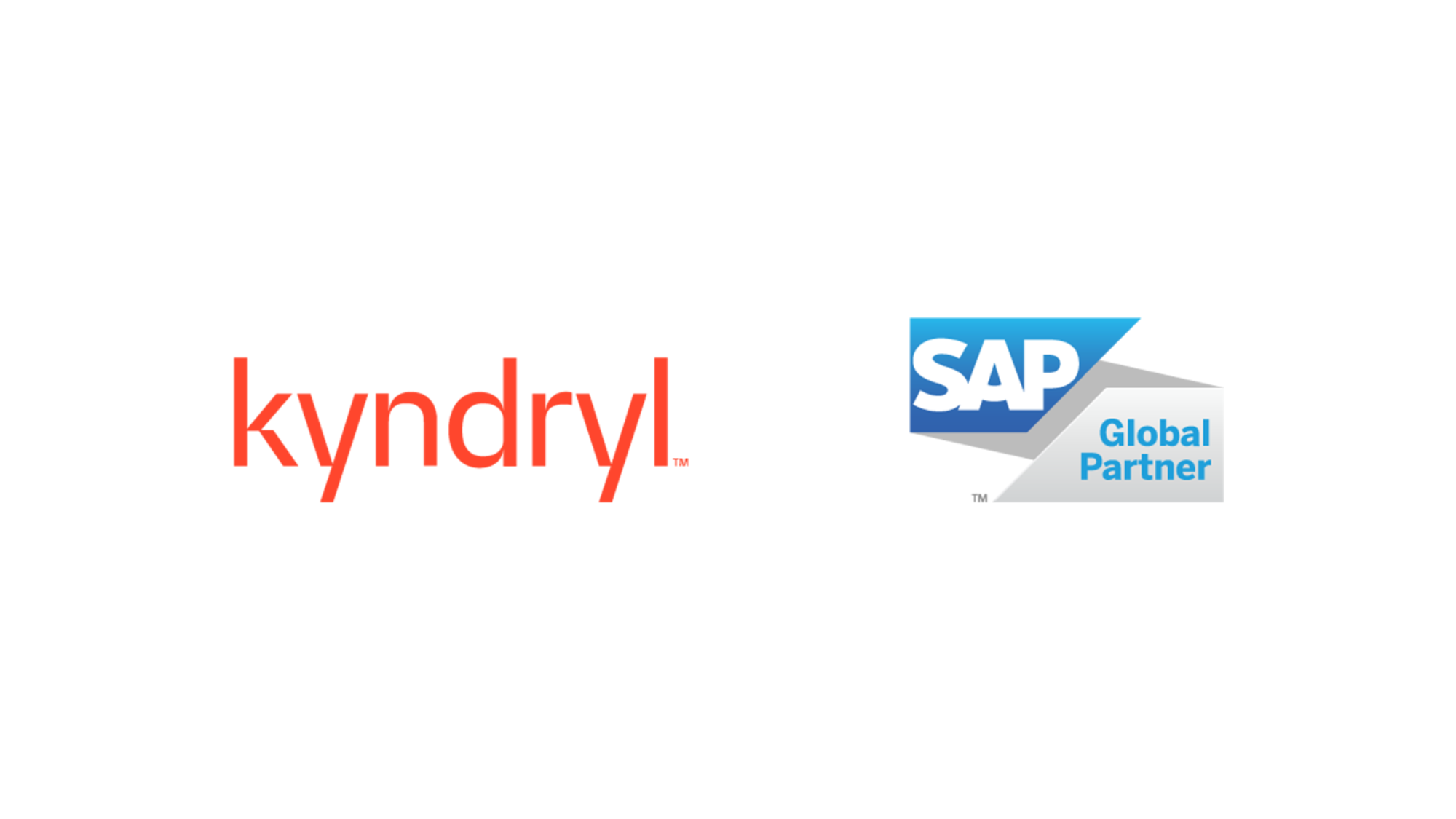 A logo lockup of Kyndryl and SAP on white background