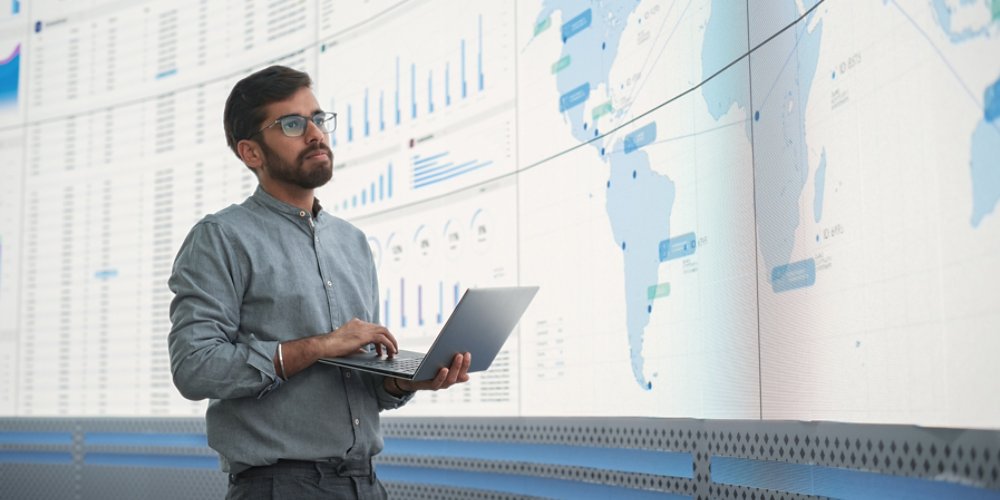man studying data analytics