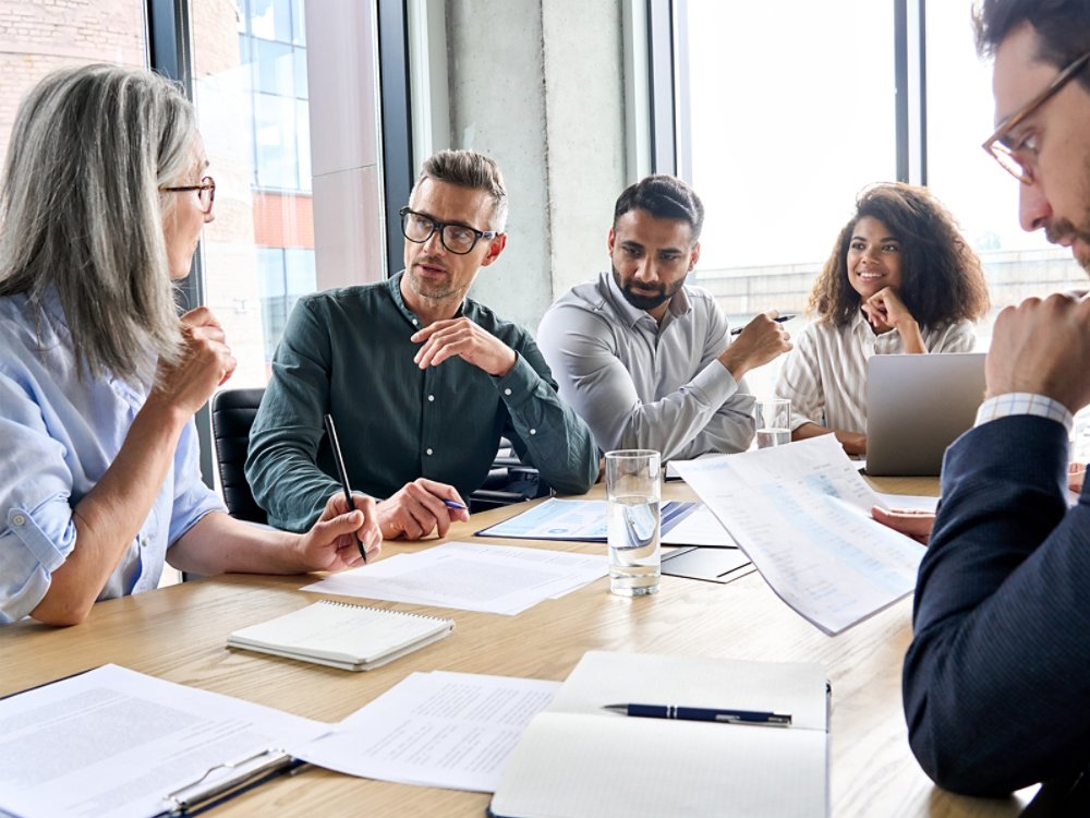 group around meeting table