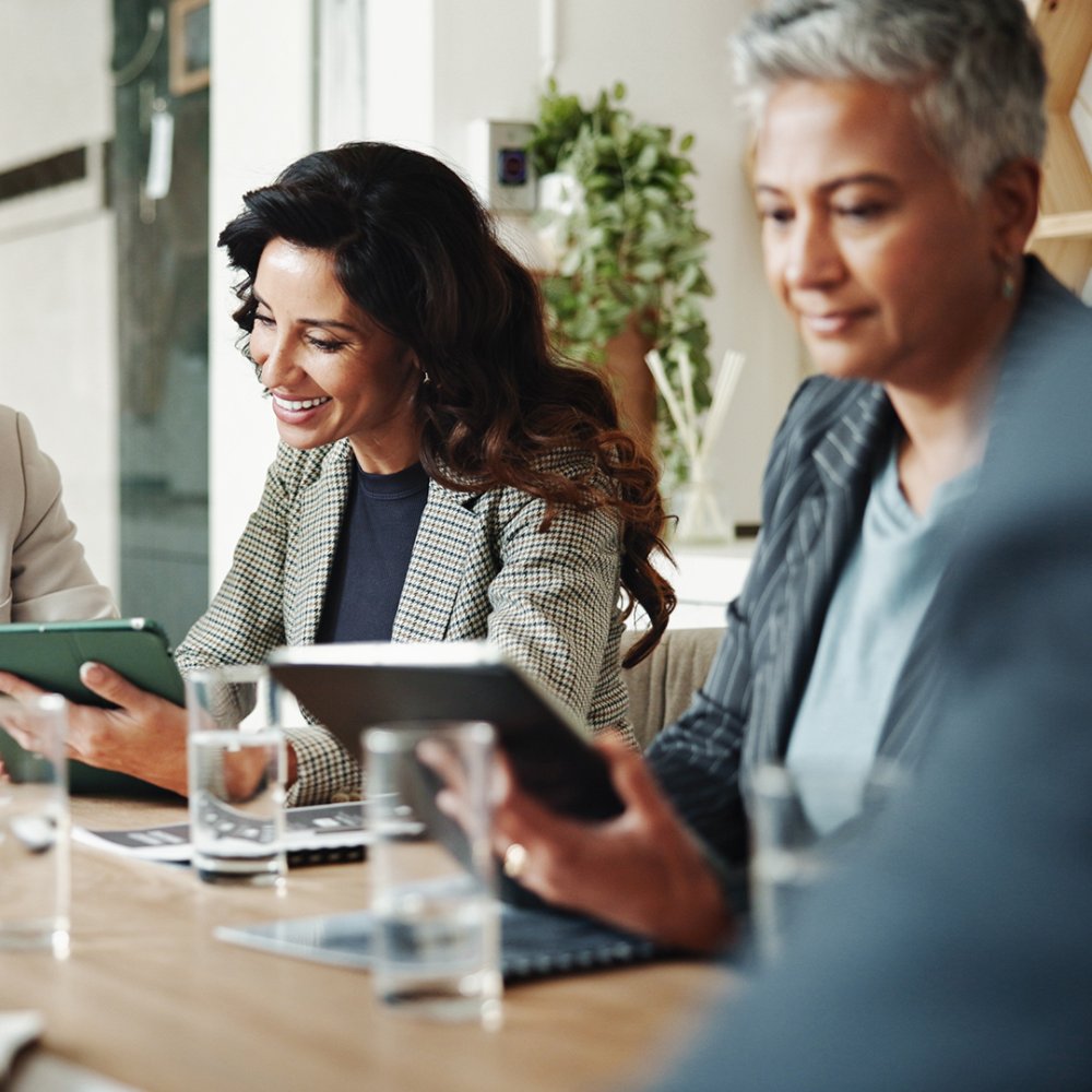 meeting with tablets