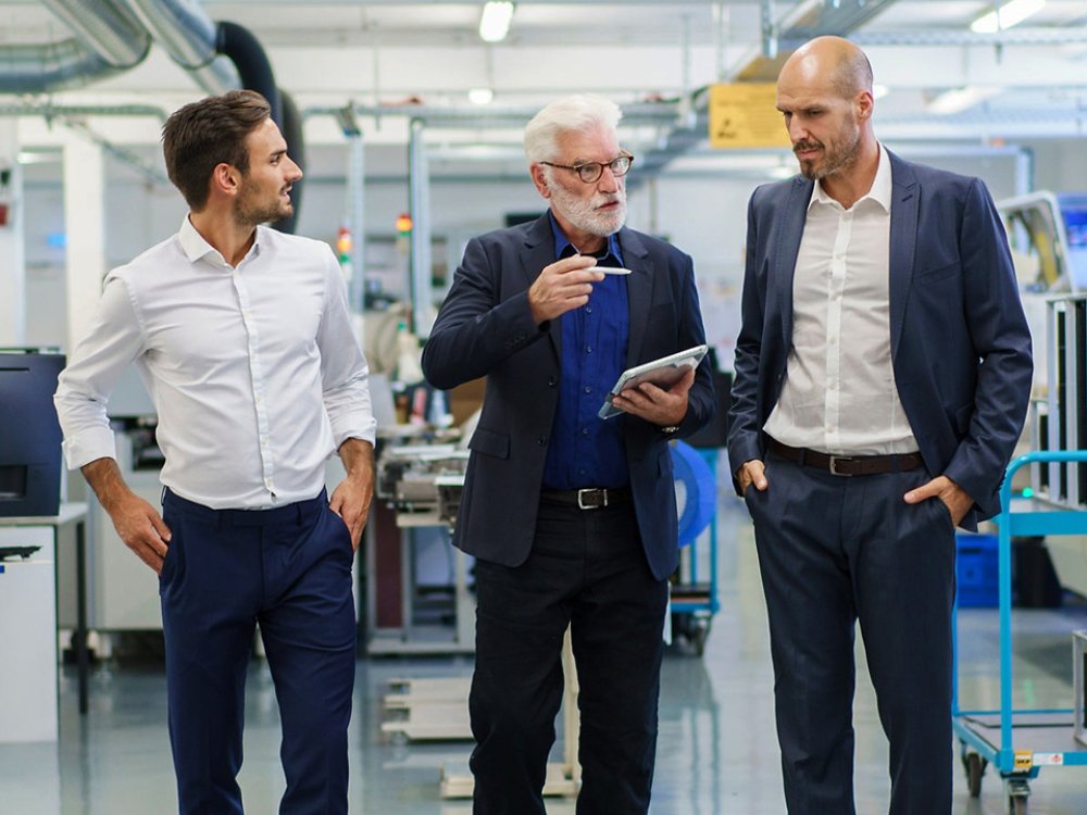 men walking in hightech environment