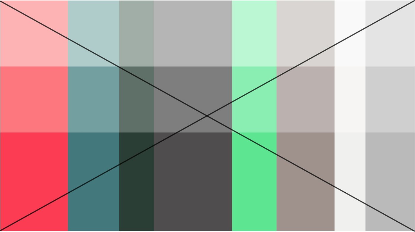 Misuse. Do not use tints of brand colors