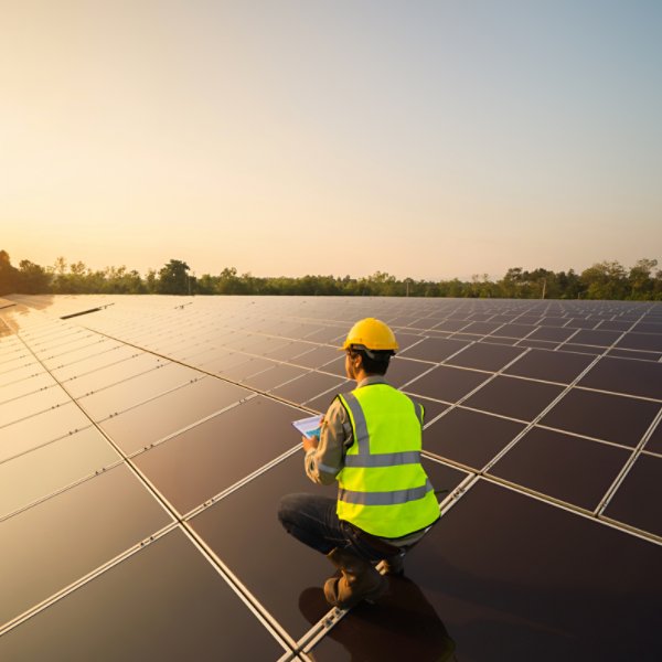 worker on solar panel 