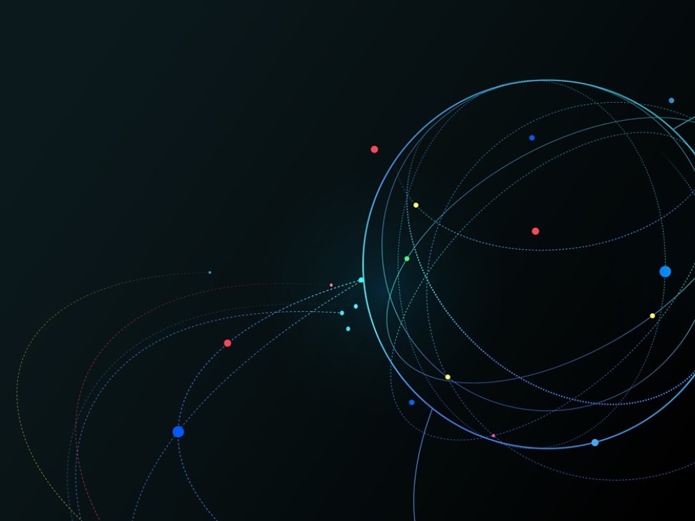 Futuristic globe data network elements abstract dark background