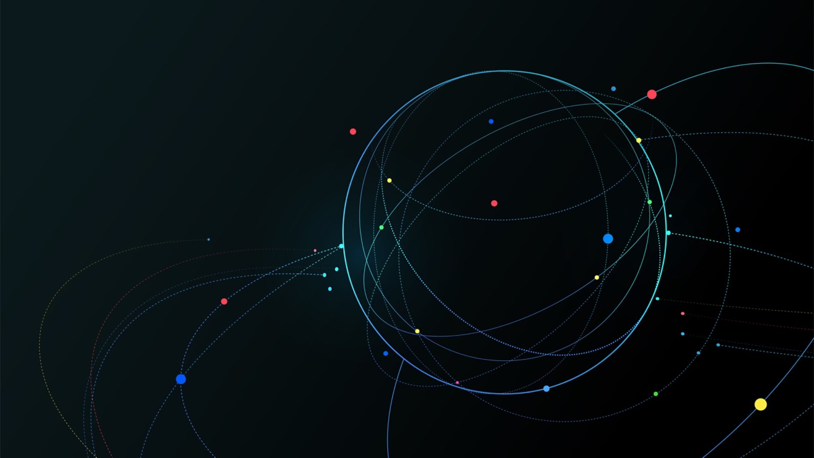 Futuristic globe data network elements abstract dark background