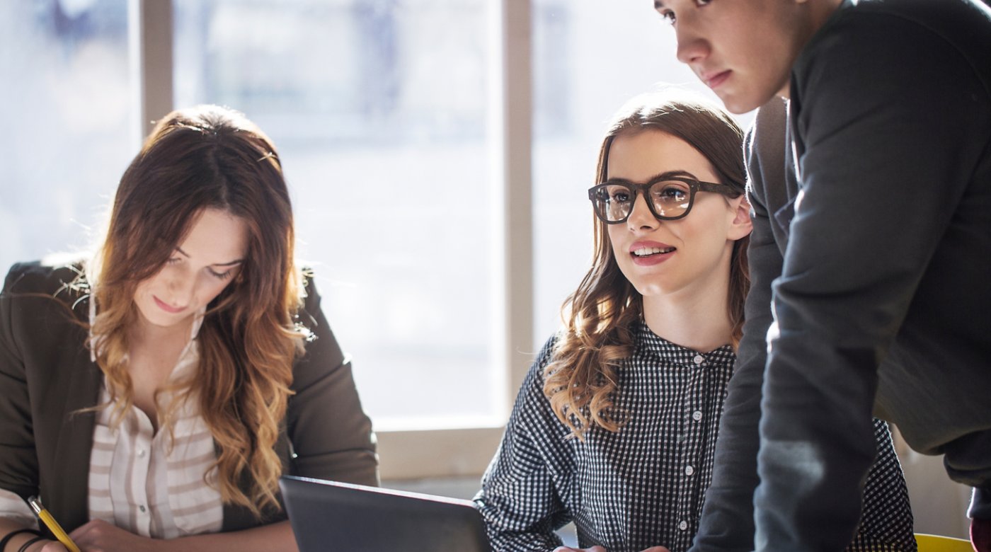 People in a team working