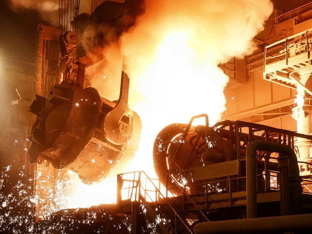 Molten medal pouring in foundry