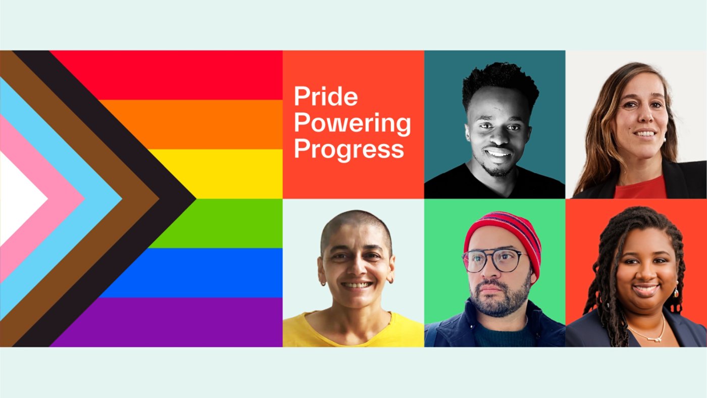Pride Banner with five Kyndryl employees featured 