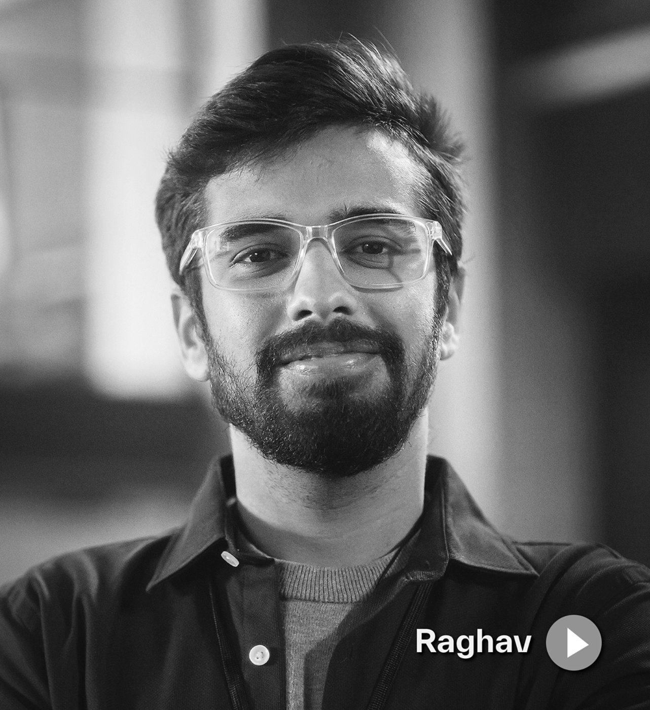 Man in casual attire, monochrome portrait