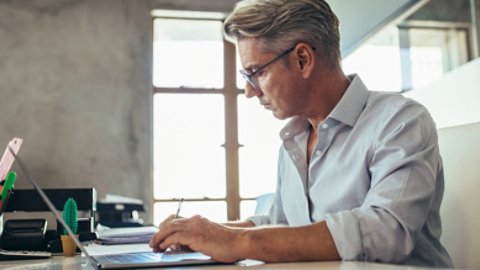 Businessman working at his desk