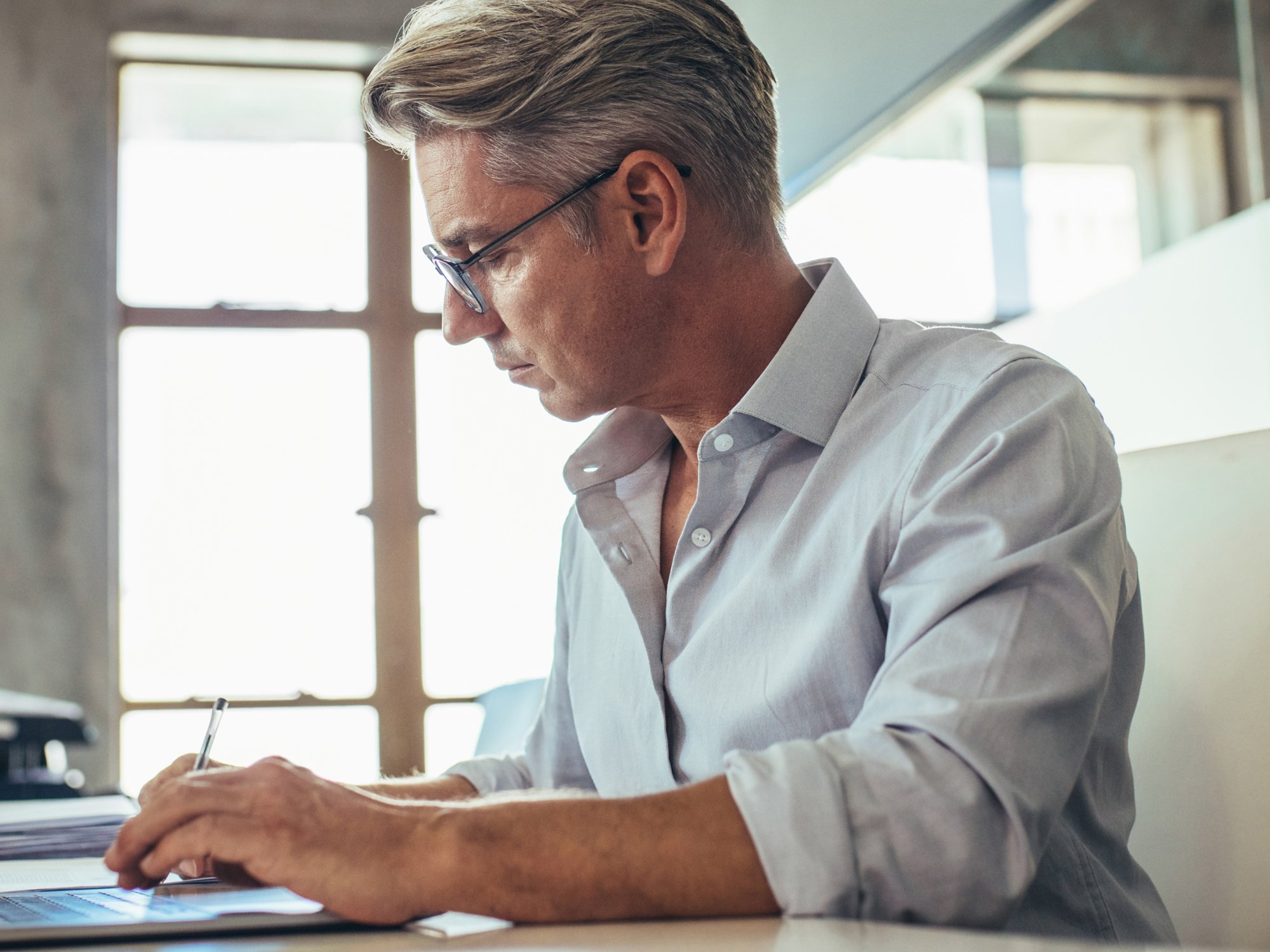 Businessman working at his desk