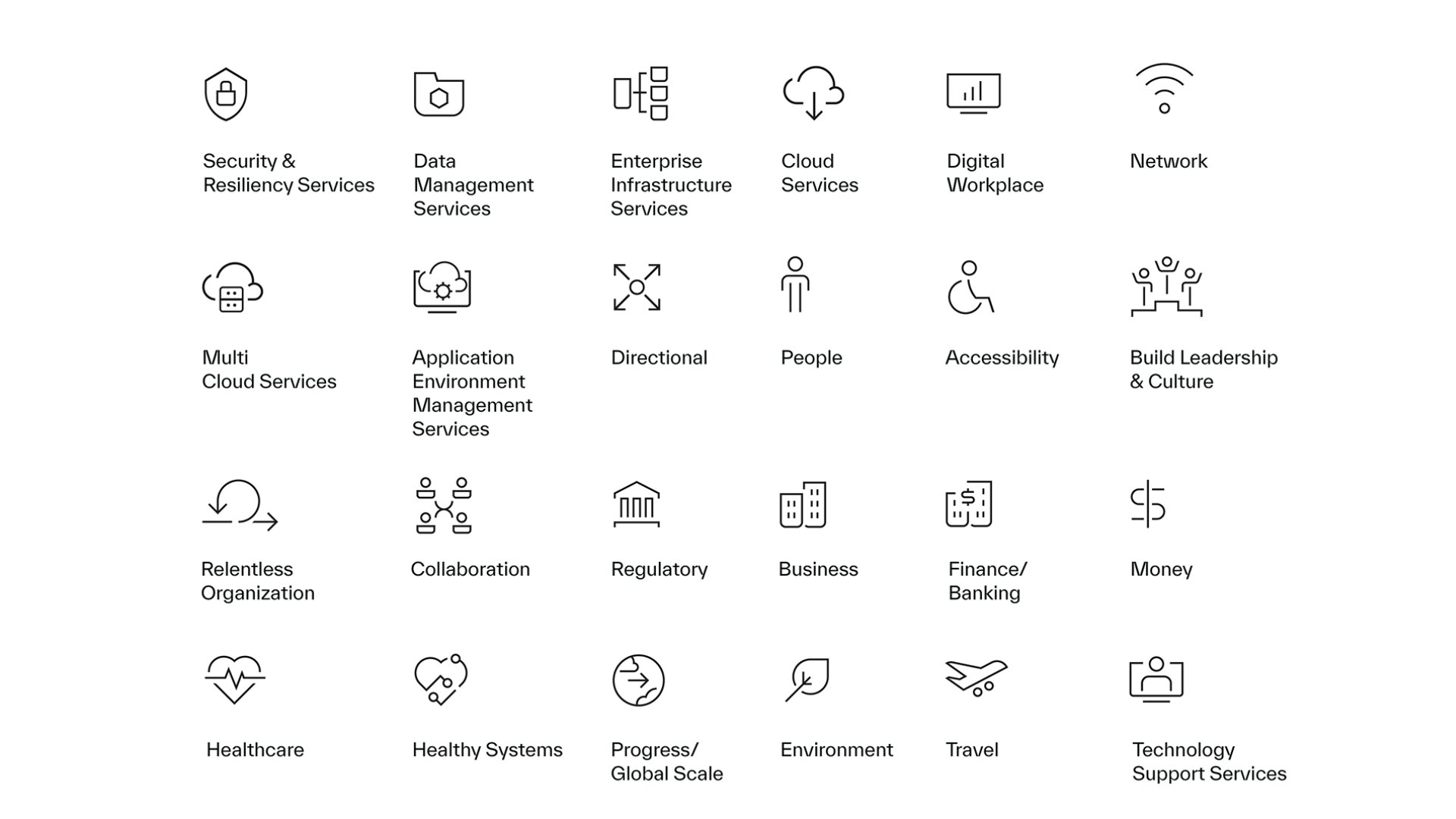 Simplified monochrome icon examples on white background 16x9