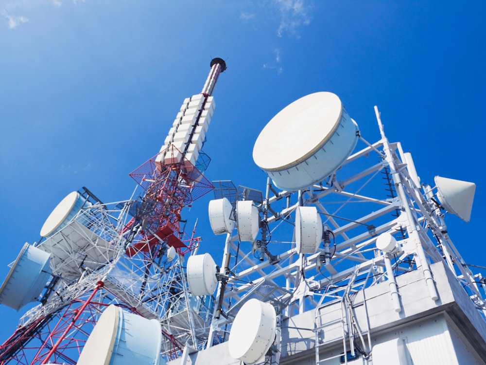 large communication tower with satelite dishesCHECK OTHER SIMILAR IMAGES IN MY PORTFOLIO....