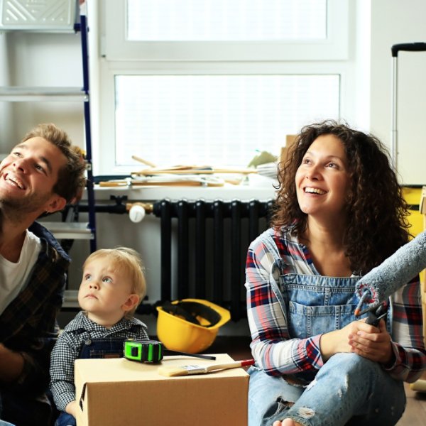 Young family moved into a new home