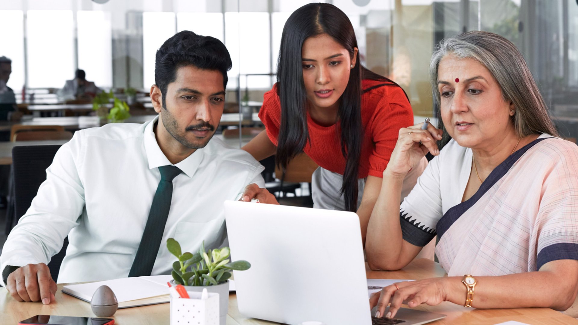 Teams at work desk
