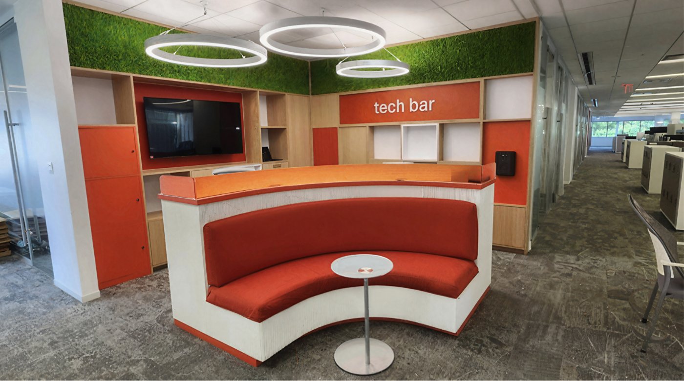 interior of Kyndryl tech bar