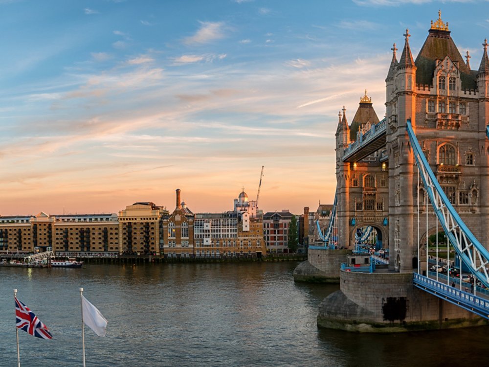 Tower Bridge panorama during sunset