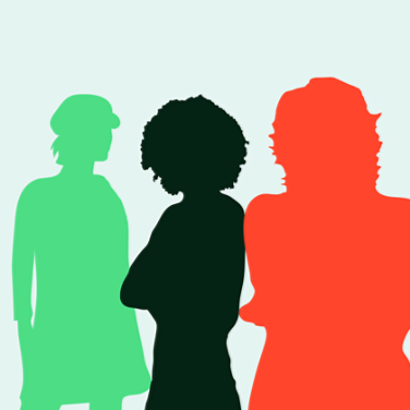 various colored silhouettes of women standing