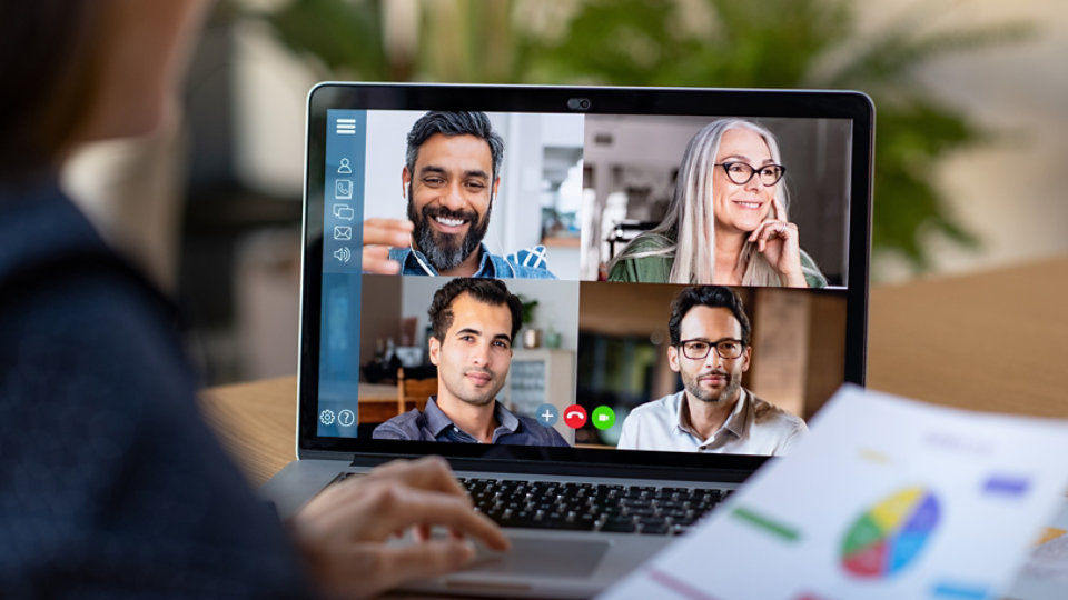 People working on a video conferencing call - 16x9