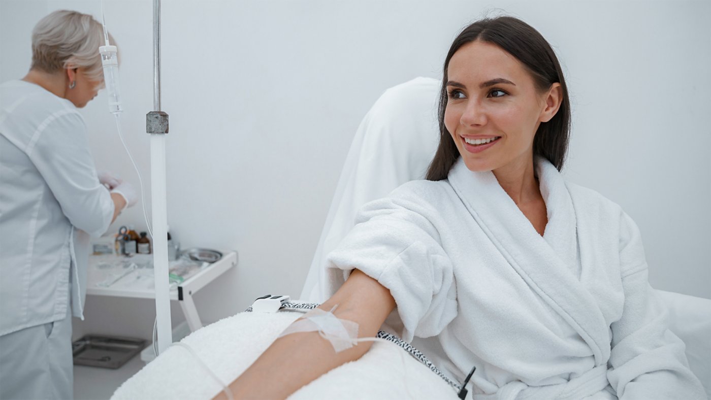 woman with catheter in arm